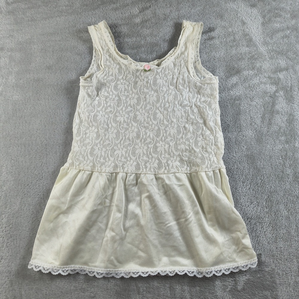 Vintage Her Majesty Slip Dress Girls 4 Lace Sleeveless USA Cottagecore‎ Coquette
